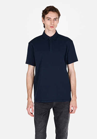 Image de T-shirt Polo À Manches Courtes Marine Droit Comfort Fit Homme