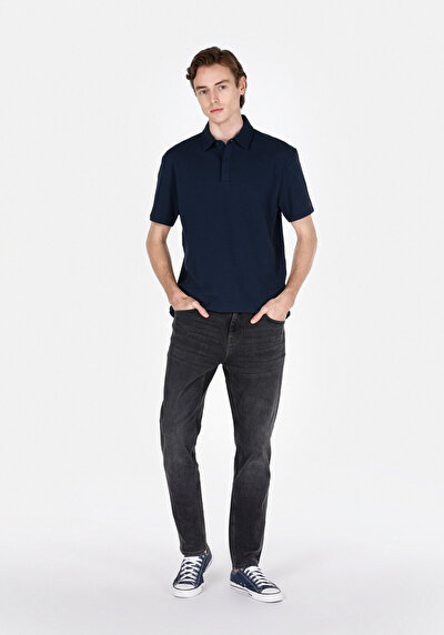 Image de T-shirt Polo À Manches Courtes Marine Droit Comfort Fit Homme