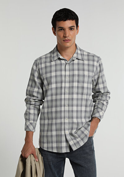 Image de Chemise À Manches Longues Vert Regular Fit Plaid Flanelle Homme