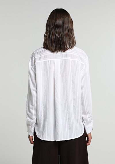 Image de Chemise À Manches Longues Blanc Boyfriend Fit Jakarli Ratière Femme