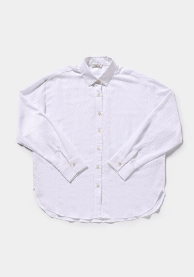 Image de Chemise À Manches Longues Blanc Boyfriend Fit Jakarli Ratière Femme