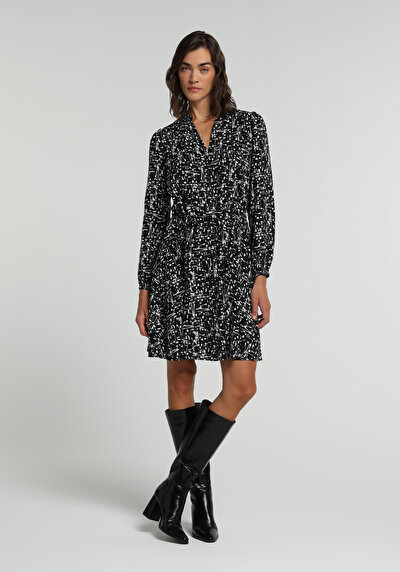 Image de Robe Noir Regular Fit Manches Longues Mdi Shally Femme