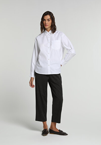 Image de Pantalon Anthracite High Rise Sergé Regular Fit Femme