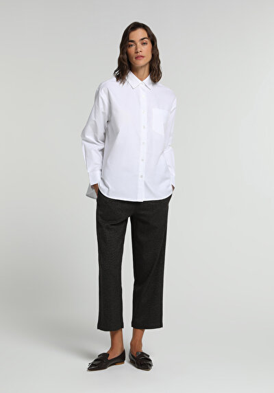 Image de Pantalon Anthracite High Rise Sergé Regular Fit Femme
