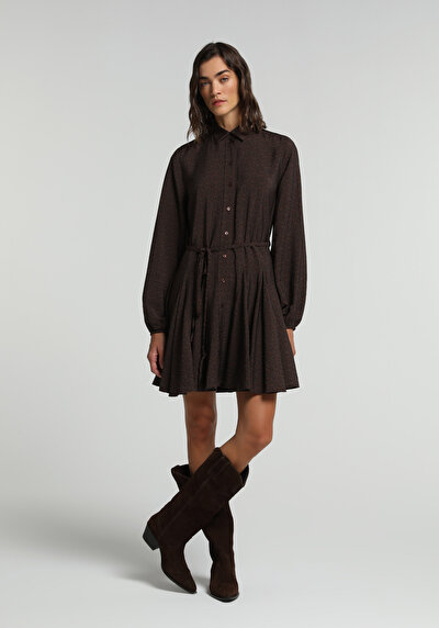 Image de Robe Marron Regular Fit Manches Longues Mini Femme