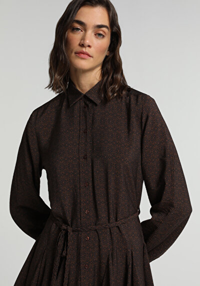 Image de Robe Marron Regular Fit Manches Longues Mini Femme