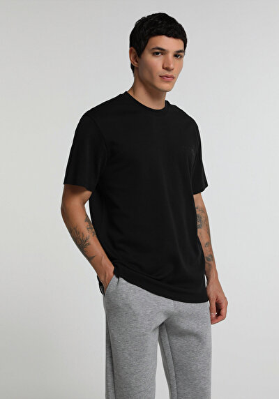 Image de T-shirt À Manches Courtes Noir Regular Fit Droit Homme
