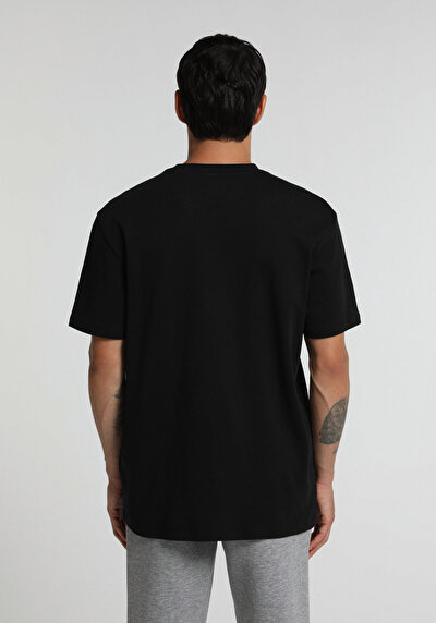 Image de T-shirt À Manches Courtes Noir Regular Fit Droit Homme