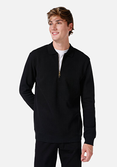 Image de T-shirt À Manches Longues Noir Regular Fit Homme