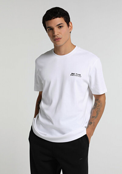 Image de T-shirt À Manches Courtes Blanc Regular Fit Droit Homme