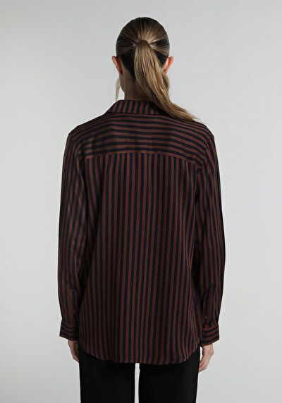 Image de Chemise À Manches Longues Marron Fashion Fit Rayé Shally Femme