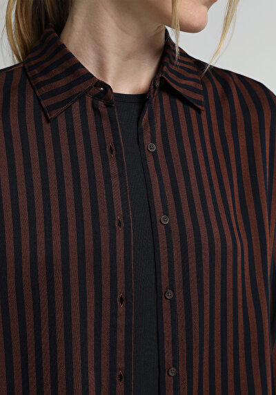 Image de Chemise À Manches Longues Marron Fashion Fit Rayé Shally Femme