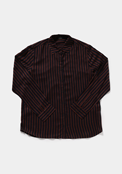 Image de Chemise À Manches Longues Marron Fashion Fit Rayé Shally Femme