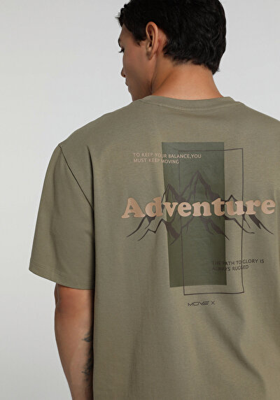 Image de T-shirt À Manches Courtes Kaki Relaxed Fit Droit Homme