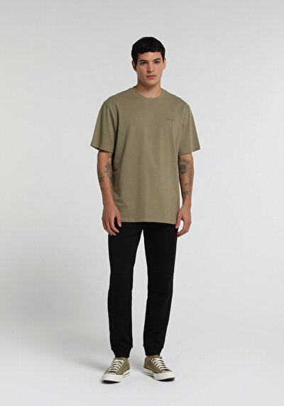 Image de T-shirt À Manches Courtes Kaki Relaxed Fit Droit Homme