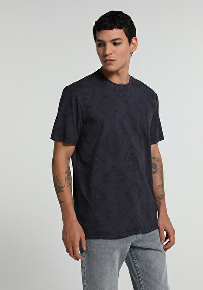 Image de T-shirt À Manches Courtes Anthracite Regular Fit Imprimé Homme