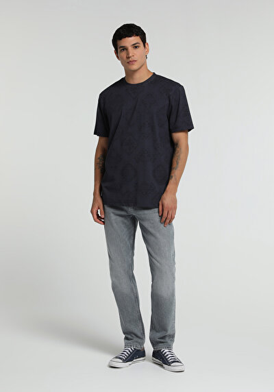 Image de T-shirt À Manches Courtes Anthracite Regular Fit Imprimé Homme