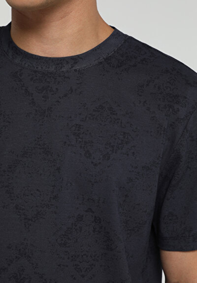 Image de T-shirt À Manches Courtes Anthracite Regular Fit Imprimé Homme