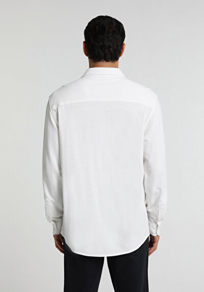 Image de Chemise À Manches Longues Blanc Regular Fit Droit Pique Homme