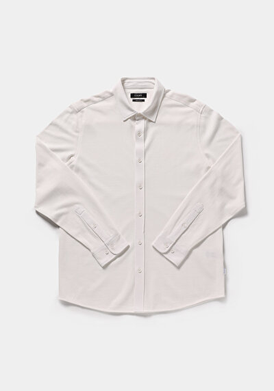Image de Chemise À Manches Longues Blanc Regular Fit Droit Pique Homme