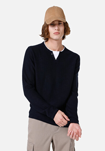 Image de Pull Marine Regular Fit Manches Longues  Homme