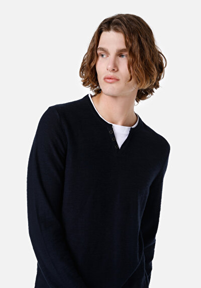 Image de Pull Marine Regular Fit Manches Longues  Homme