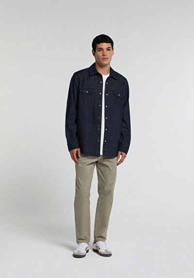 Image de Shırt À Manches Longues  Regular Fit Droit Jean Homme