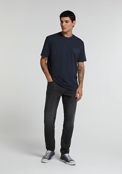 Image de T-shirt À Manches Courtes Marine Regular Fit Droit Homme
