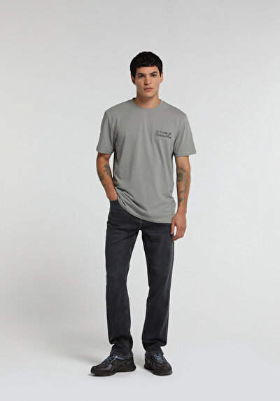 Image de T-shirt À Manches Courtes Anthracite Regular Fit Droit Homme