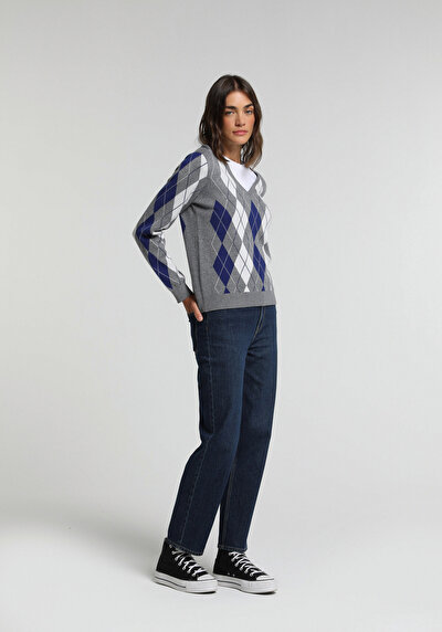 Image de Pull Gris Regular Fit Manches Longues Femme