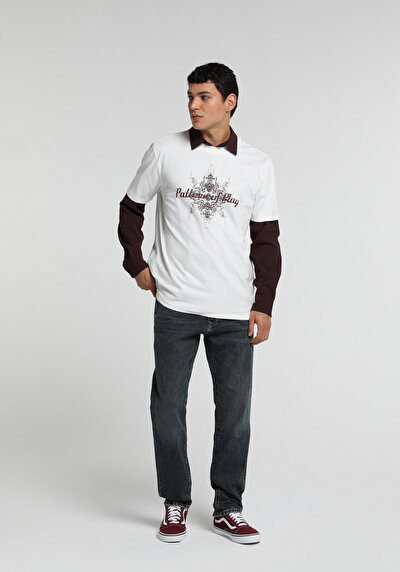 Image de T-shirt À Manches Courtes Blanc Regular Fit Droit Homme