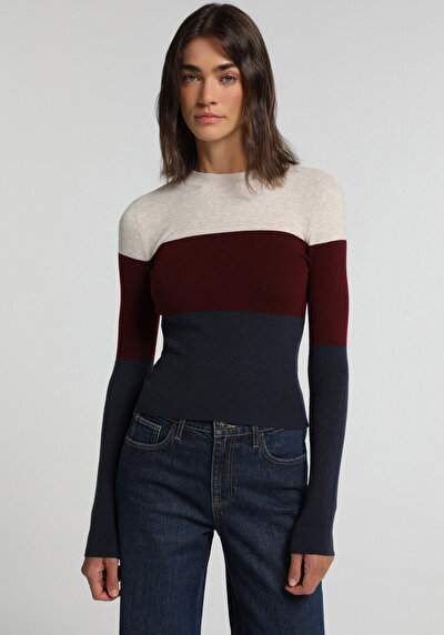 Image de Pull Multicolou Slim Fit Manches Longues Femme
