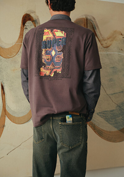 Image de T-shirt À Manches Courtes Anthracite Relaxed Fit Droit Homme