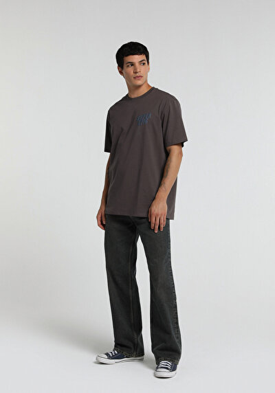 Image de T-shirt À Manches Courtes Anthracite Relaxed Fit Droit Homme