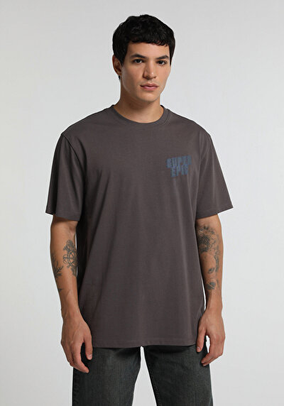 Image de T-shirt À Manches Courtes Anthracite Relaxed Fit Droit Homme