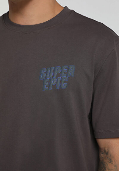 Image de T-shirt À Manches Courtes Anthracite Relaxed Fit Droit Homme