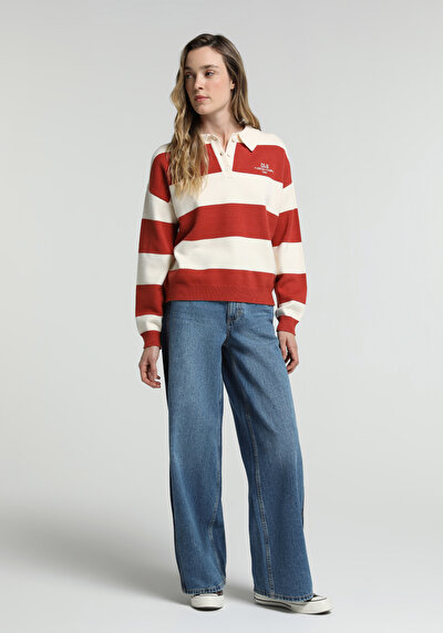 Image de Pull Rouge Regular Fit Manches Longues Femme