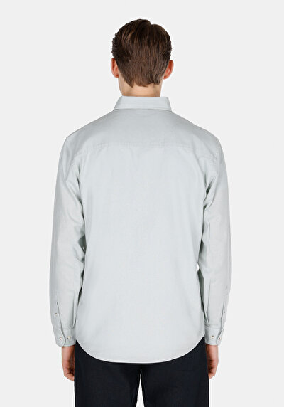 Image de Chemise À Manches Longues Vert Regular Fit Droit Lin Homme