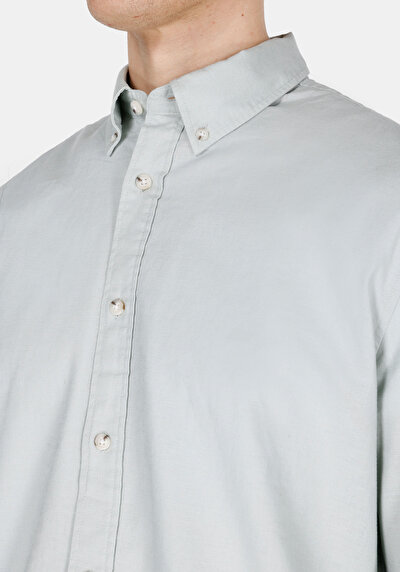 Image de Chemise À Manches Longues Vert Regular Fit Droit Lin Homme
