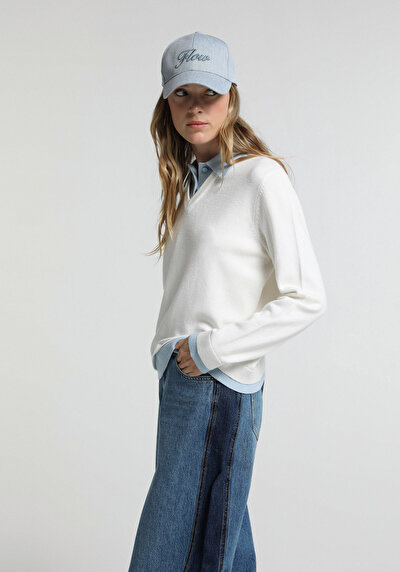 Image de Pull Blanc Regular Fit Manches Longues Femme