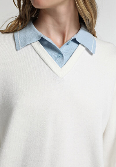 Image de Pull Blanc Regular Fit Manches Longues  Femme