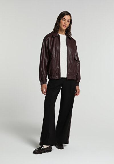 Image de Veste Pu Bordeaux Manches Longues  Regular Fit Femme