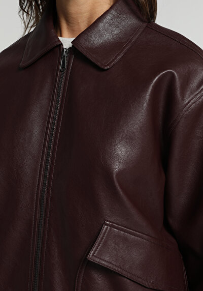 Image de Veste Pu Bordeaux Manches Longues  Regular Fit Femme