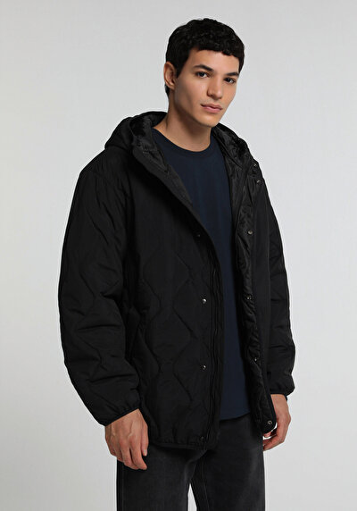Image de Veste Noir Oversize Fit Manches Longues  Matelassé Homme