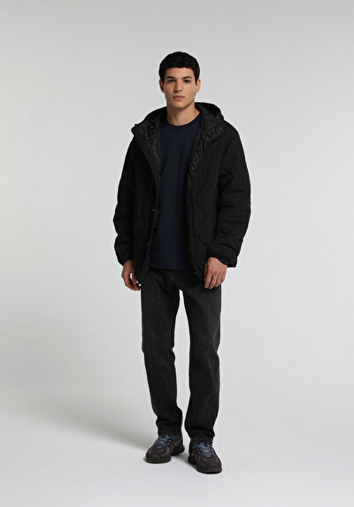 Image de Veste Noir Oversize Fit Manches Longues  Matelassé Homme