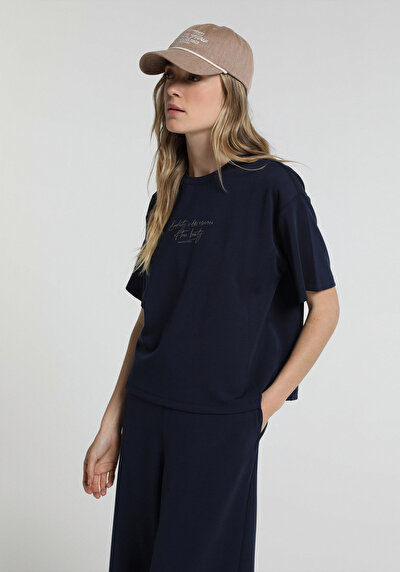 Image de T-shirt À Manches Courtes Marine Regular Fit Imprimé Femme