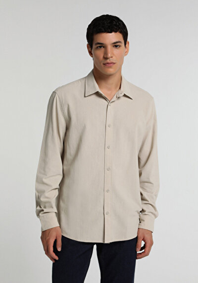 Image de Chemise À Manches Longues Blanc Regular Fit Droit Crêpe Homme
