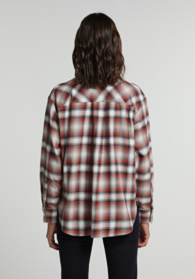Image de Chemise À Manches Longues Multicolou Boyfriend Fit Plaid Flanelle Femme