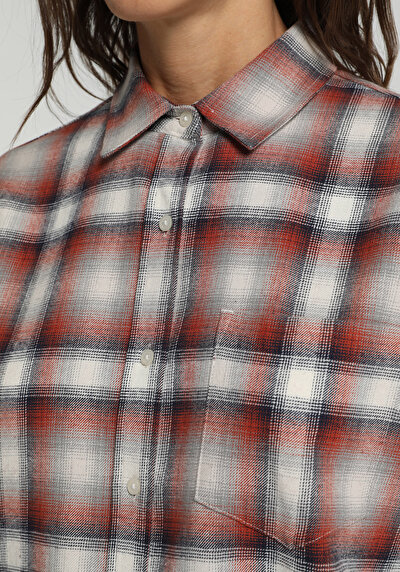 Image de Chemise À Manches Longues Multicolou Boyfriend Fit Plaid Flanelle Femme