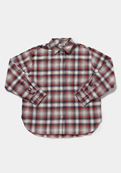 Image de Chemise À Manches Longues Multicolou Boyfriend Fit Plaid Flanelle Femme